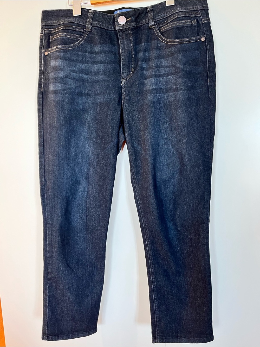 Democracy Ab Solution Dark Wash Mid-Rise Straight Leg Jeans Ankle Length
